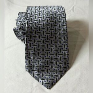 Robert Talbott Carmel Hand Sewn 100% Silk Geometric Gray and Purple Tie Lux EUC